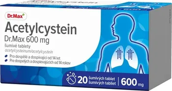 Lék na kašel, rýmu a nachlazení Dr. Max Acetylcystein šumivé tablety 600 mg