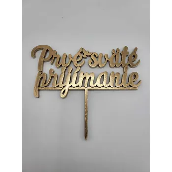 Dortová svíčka Loranc Drevený zápich na tortu - Prvé sväté prijímanie zlatý