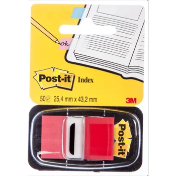 Samolepící bloček Záložky Post-it 680-1, 25,4x43,2 mm, 50 ks, červené
