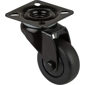 Pojezdové kolečko Přístrojové kolečko, otočné, běhoun černý, vidlice černá, pr. 50 mm, s plotýnkou, nosnost 50 kg