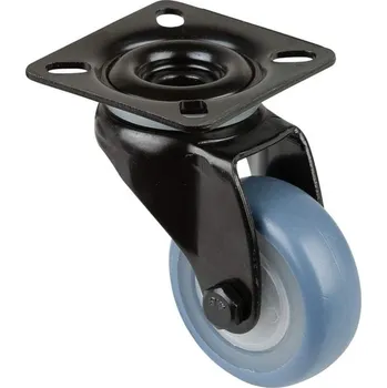 Pojezdové kolečko Přístrojové kolečko, otočné, běhoun modrý, vidlice černá, pr. 50 mm, s plotýnkou, nosnost 50 kg