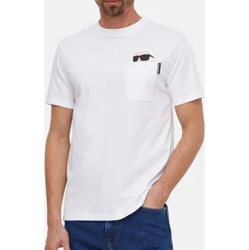 Pánské tričko Pánské bílé triko Karl Lagerfeld - Velikost M, Barva Bílá 56052 230M1701