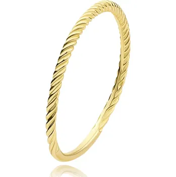 Prsten Prsten ze žlutého zlata 585 - rameno zatočení do spirály, vroubky - Velikost: 52