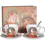 šapo 250ml-2ks+lžička-2ks, A.MUCHA, světlý, DB, porcelán