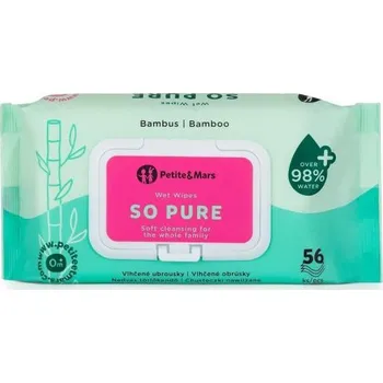 Dětská kosmetika PETITE&MARS Ubrousky vlhčené SO PURE bambusové bioodbouratelné 56 ks
