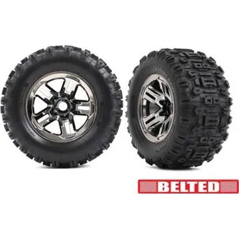 RC náhradní díl Traxxas kolo 3.8", disk černý chrom, pneu Sledgehammer belted (2)