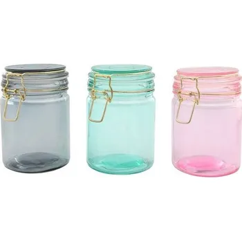 Dóza na potraviny dóza 750ml, d10x15cm, 3 barvy, patentní, sklo