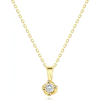 Náhrdelník Náhrdelník ze žlutého 14K zlata - kulatý briliant, tenký řetízek