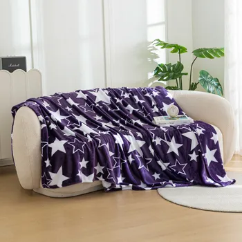 deka Vánoční mikroplyšová deka HVĚZDY fialová Rozměr: 160 x 200 cm