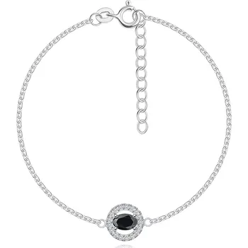 Náramek Náramek ze stříbra 925 - zirkonový kruh s černým oválným zirkonem uprostřed.