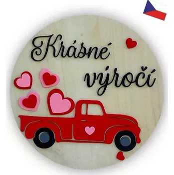 Dřevěná hračka JH WoodArt dřevěná cedule k výročí 38 cm (Oslavte se svou láskou výročí stylově )