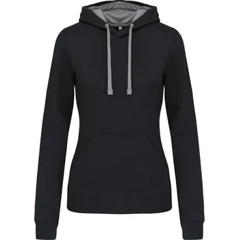 Dámská mikina KARIBAN Dámská mikina s kontrastní kapucí K465 Barva: Černá - Šedá, Velikost: M