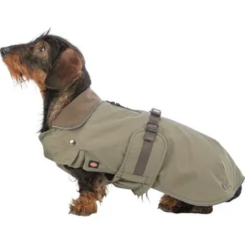 Obleček pro psa Trixie Kabátek HERMY pro JEZEVČÍKY 2v1, úzký střih Olivová Velikost: S 43: délka zad 43 cm, obvod hrudníku min-max: 50-60 cm, obvod krku: 30-38 cm