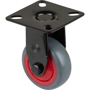 Pojezdové kolečko Přístrojové kolečko, pevné, běhoun šedý, vidlice černá, pr. 50 mm, s plotýnkou, nosnost 50 kg