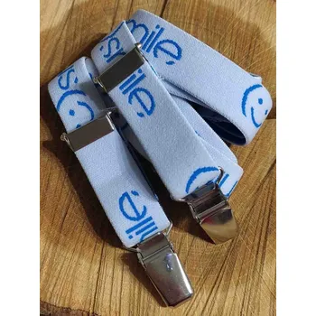 Kšandy Dětské šle/ kšandy smajlík barva bílá modrá, Délka 70 cm