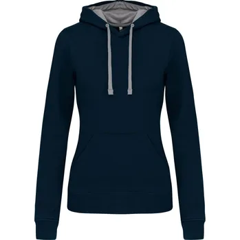 Dámská mikina KARIBAN Dámská mikina s kontrastní kapucí K465 Barva: Modrá námořní - Šedá, Velikost: M