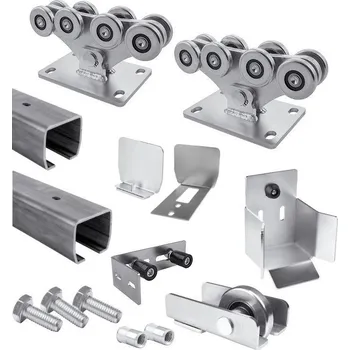 Pohon brány CAIS Sada samonosné posuvné brány 95x86x5 pro šířku průjezdu 6,5 m, perforovaný Fe profil KIT DEMO MBE 23