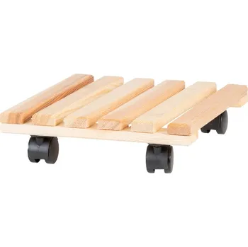 Stojan na květiny Dřevěný pojízdný podstavec pod květináč (výška 8 cm) Indoor & Outdoor – Esschert Design ID_1430183