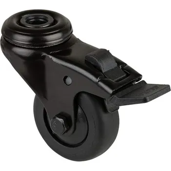 Pojezdové kolečko Přístrojové kolečko, otočné s brzdou, běhoun černý, vidlice černá, pr. 50 mm, s hřbetním otvorem, nosnost 50 kg