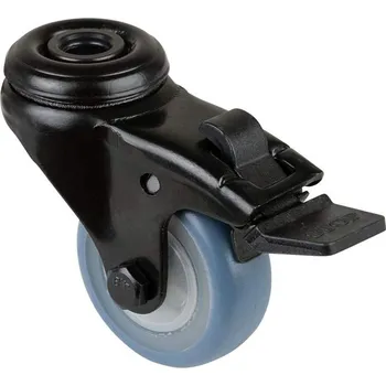 Pojezdové kolečko Přístrojové kolečko, otočné s brzdou, běhoun modrý, vidlice černá, pr. 50 mm, s hřbetním otvorem, nosnost 50 kg