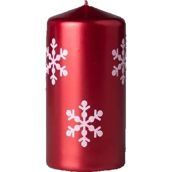 Svíčka Válec 60x120mm s vločkou červená