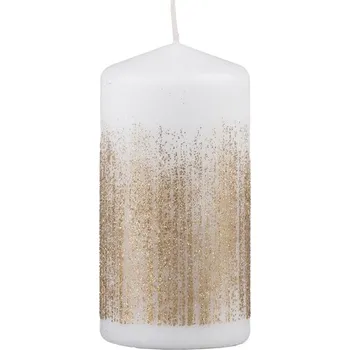Svíčka Válec 60x120mm nitky zlatý glitr, bílá svíčka