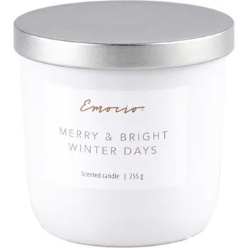 Svíčka Emocio bílá sojová vonná svíčka ve skle s kovovým víčkem 95x95 mm Snowy Night