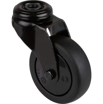 Pojezdové kolečko Přístrojové kolečko, otočné, běhoun černý, vidlice černá, pr. 75 mm, s hřbetním otvorem, nosnost 60 kg
