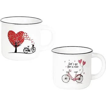 hrnek 350ml BIKE LOVE, 2dekory, new bone