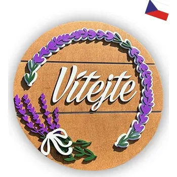 Dřevěná hračka JH WoodArt dřevěná cedule F - Vítejte 38 cm (Závěsná cedule na dveře nebo zeď s vkusným dotekem)