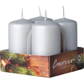 Svíčka Válec 4ks 40x75 metal světle zelené