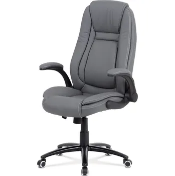 Kancelářská židle, potah šedá ekokůže, černý kovový kříž, houpací mechanismus, v