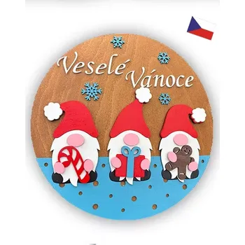 Dřevěná hračka JH WoodArt dřevěná cedule Veselé Vánoce 38 cm (Veselé Vánoce s kouzelnými skřítky)