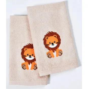 Ručník Ručník froté pro děti s výšivkou, Lev, béžový, 30 x 50 cm