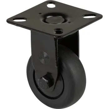 Pojezdové kolečko Přístrojové kolečko, pevné, běhoun černý, vidlice černá, pr. 50 mm, s plotýnkou, nosnost 50 kg