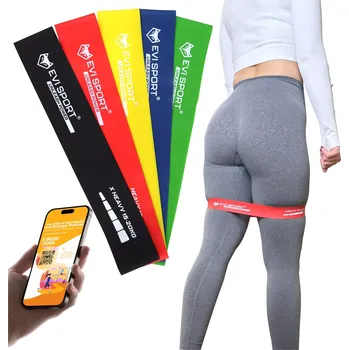 Odporové gumy na protahování SADA 5 GUM FITNESS MINI BANDS + EBOOK