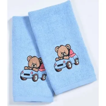 Ručník froté pro děti s výšivkou, Méďa, modrý, 30 x 50 cm