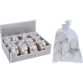 Vánoční dekorace Ozdoby sklo 10ks - mix bílá