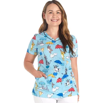 Dámská halenka Pracovní dámská halena s potiskem pejsků a kočiček Cherokee CK678 RDPW Velikost: S