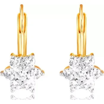 Náušnice Zlaté náušnice 585 - třpytivý květ z kulatých čirých zirkonů