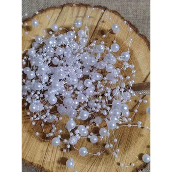 umělá květina Perly na silonu Ø7 mm délka 130 cm barva bílá