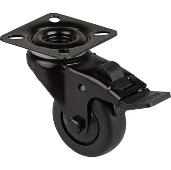 Pojezdové kolečko Přístrojové kolečko, otočné s brzdou, běhoun černý, vidlice černá, pr. 50 mm, s plotýnkou, nosnost 50 kg