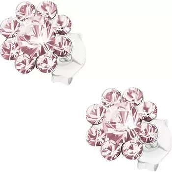 Náušnice Náušnice ze stříbra 925, blýskavý kvítek - světle fialové krystaly Preciosa