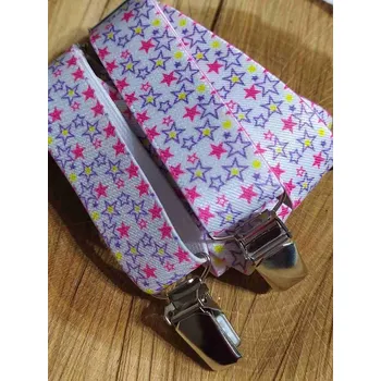 Kšandy Dětské dívčí šle/ kšandy hvězdičky růžové , Délka 80 cm