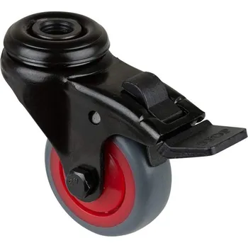 Pojezdové kolečko Přístrojové kolečko, otočné s brzdou, běhoun šedý, vidlice černá, pr. 50 mm, s hřbetním otvorem, nosnost 50 kg