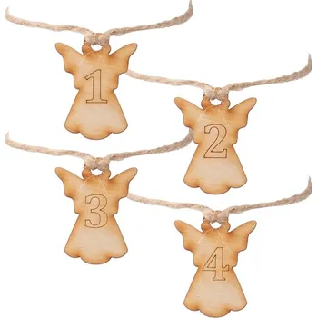 Vánoční dekorace Přívěšek na adventní svíčku 4ks Anděl, dřevo