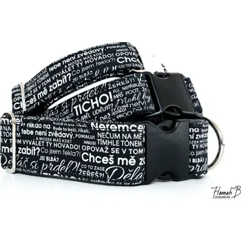 Obojek pro psa HannahB dogwear Obojek softshell - slovník pejskaře - černý 2cm