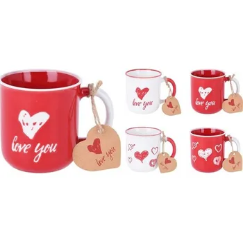 hrnek 300ml SRDÍČKO, mix dekorů, new bone