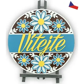 Dřevěná hračka JH WoodArt dřevěná cedule M - Vítejte 38 cm (Závěsná cedule na dveře nebo zeď s vkusným dotekem)