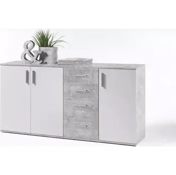 Komoda Komoda POPPY 3 - bílá / beton - SLEVA 3% s kodem radost25